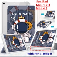 For iPad Mini 1 2 3 casing Shockproof Fashion Cute Transparent Case With Pencil Holder Smart Case for iPad Mini mini5 mini4 mini3 mini2