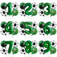 5pcs Round Football Balloon Set Green Number Balloon Birthday Party Decoration Football Sports Theme