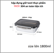 Hộp đưng cơm thực phẩm giữ nhiệt inox 304 có năp khóa chông tràn - hộp bảo quản thực phẩm - hop d