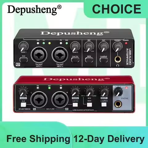 Professional Sound Card Depusheng MD22 Audio Interface with Monitoring Electric Guitar Live Recordin