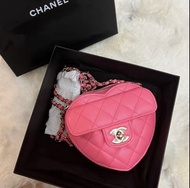 全新 絕版 Chanel 粉色小號斜孭愛心包 心型包  small heart shape bag  crossbody pink