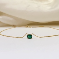 Italy 14K Gold Natural Emerald Clavicle Chain, Necklace 24 Hours Shipping Let You Receive In 3.4 Day