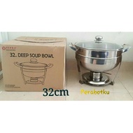 SUPRA Deep Soup Bowl 32cm Glass Lid Buffet Pan stainless Steel Vegetable Heater Glass Lid 32 cm