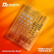 Team Gulf Formula 1, Universal Sticker dry decal D2 Hobbies model kit, mini 4wd, diecast, RC, tamiya