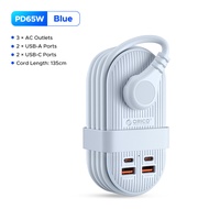 ORICO ปลั๊กไฟแบบพกพา7-In-1มี4พอร์ต USB 3ช่องเสียบสาย Steker Pipih แบบพกพาขนาดเล็ก135ซม. สายไฟต่อ GaN