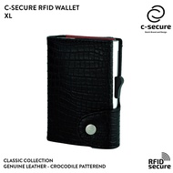 C-SECURE [พร้อมส่ง] กระเป๋าใส่บัตร กระเป๋าสตางค์ ใส่เหรียญ หนังแท้ ลายจระเข้ RFID XL Croco coin wall