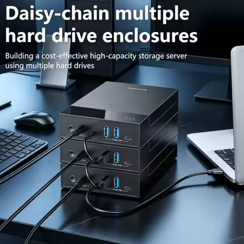 Upgraded 2.5/3.5 Tool Free HDD/HDD SSD Enclosure with USB3.0 HUB TYPE C TO SATA Adapter Support 18TB