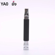 ด้ามจับมีดโกนทองเหลือง Ror Mens Yaqi สีดําและโครเมียม