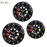 [Predolo] Modern Wall Clock Acrylic Silent Non Ticking Creative Wheel Hub Design Easy Install for Li