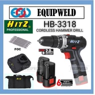 Hitz 12V HB-3318 CORDLESS HAMMER IMPACT DRILL +2.0AH BATTERY + CHARGER + PH2 BIT (HB3318) BOSCH MAKI