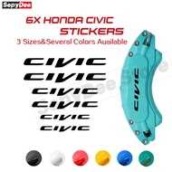 Car Brake Caliper Decals For CIVIC Logo Stickers Heat Resistant Fit Honda Civic FC FK FL Gen10 Gen11