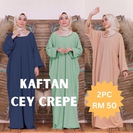 KAFTAN  CEY Plain| kelawar plain kaftan Dress Muslimah Baju Raya 2023 CEY CREPE Ready Stock