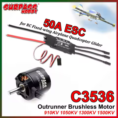 SURPASS HOBBY C3536 3536 Outrunner Brushless Motor 50A ESC Program Card for RC Fixed-wing Airplane A