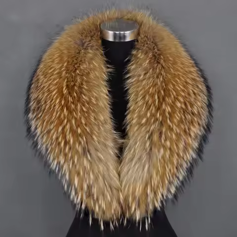 Real Raccoon Fur Collar Women Natural Fur Scarf Winter Large Size Warm Wraps Furry Fur Scarves for C