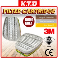 3M 6002 / 6057 / 6059 1 Pair Organic Vapor & Acid Gas Cartridge Filter For Replacement Respirator Ga