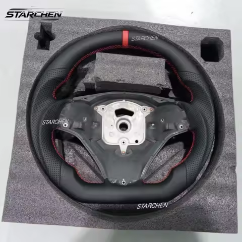 Red Line Full Leather Steering Wheel for Bmw E90 E92 E93 M3 328i SSG W/ Large Paddle Holes No Heatin