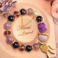 。紫貂精靈。k金包銅保色紫雲母紫祖母晶馬粉貴氣設計款手鍊