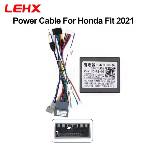 LEHX Car Android Radio Player 16Pin Wire Harness With Canbus Box For Honda Fit 2021 Power Cable Sock