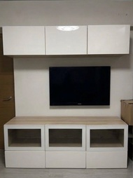 Ikea白色電視櫃連吊櫃組合