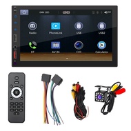 7 Inch Double Din Car Stereo CarPlay Android Auto Mirror-Link Multimedia Touchscreen Player 12-Led B