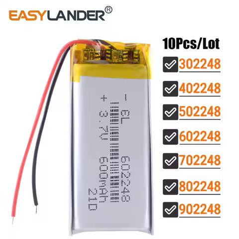 10Pcs/Lot 502248 3.7v 500mAh li-ion Lipo Lithium Li-Po Polymer Battery 302248 402248 602248 702248 8