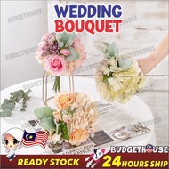 [1 Bouquet/1 Ikat] Premium Roses & Hydrangea Bridal Hand Bouquet Artificial Flowers for Wedding - bu