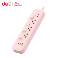 Deli ปลั๊กไฟต่อพ่วง ปลั๊กพ่วง ปลั๊กไฟ3ตา มี3-4ช่อง กำลังสูงสุด 2300W ยาว3m มาตรฐาน มอก วัสดุทนไฟ750 