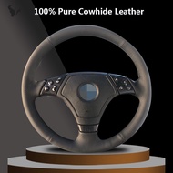 Hand-stitched Black Genuine Leather Car Steering Wheel Cover for BMW E36 E46 E39