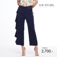 LOF-FI-CIEL womans pants Jubili Ruffle กางเกงผู้หญิง ขายาว แต่งระบาย สีกรม F9X8NV