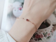 925純銀 紅石榴石 精鍍18K玫瑰金 手鍊 免費送禮包裝