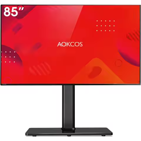 Swivel TV Stand Table Top Mount for 43-85 inch TVs, 8 Level Height Adjustable, Tempered Glass Base, 