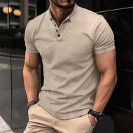 T Shirt Men Button Henry Collar Sports Polo Shirt