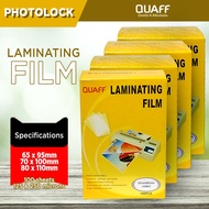 ID Size QUAFF Laminating Film Hot Lamination Process 80*110mm || 70*100mm || 65*95mm (100 sheets) La