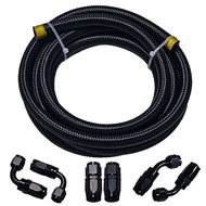 Braided Fuel Line Kit 10FT AN6 Black Nylon Hose with 6Pcs Fitting Adapter Connector