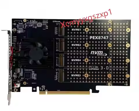 1pcs 4 Port M.2 NVMe SSD PCIe x16 Adapter With PLX8747 PCI E 3.0 x16 Switch to 4