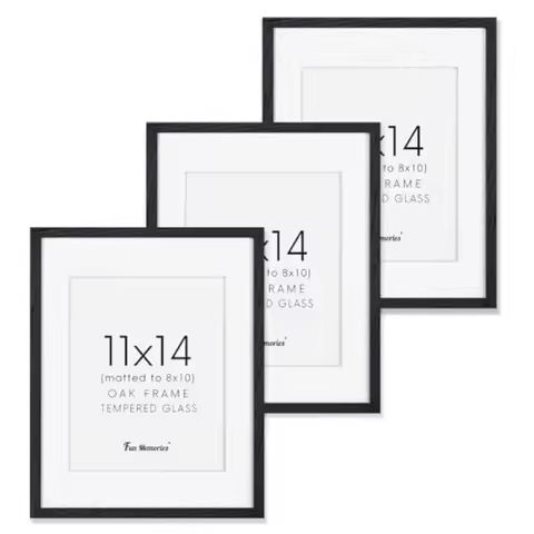 Picture Frames 11x14 Set of 3 Light Wood 11 x 14 Frames for Wall Solid Wood Frame 11 by 14 with Temp