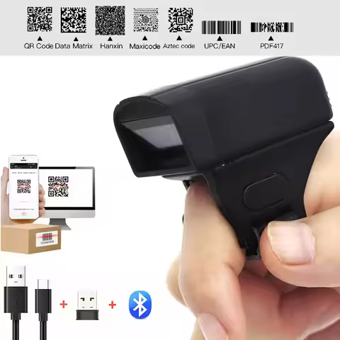 RUGLINE 2D Wearable Scanner SPP HID 1D Laser Bluetooth 2D Wireless Ring 2.4G BT QR PDF417 EAN13 Data
