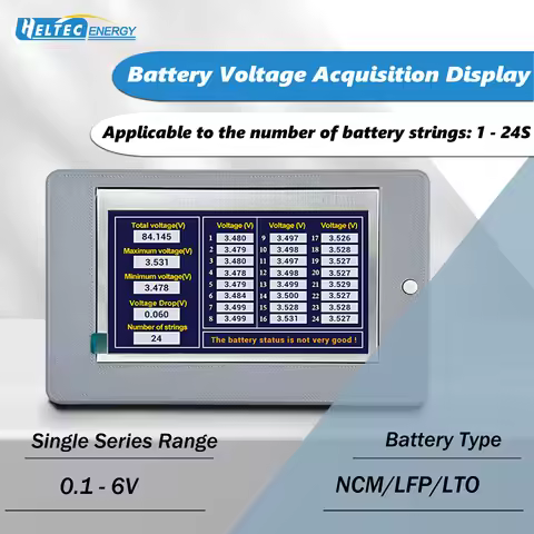 HELTEC 1S-24S Lithium Battery Pack Voltage Tester for String Number Identification-Voltmeter Display
