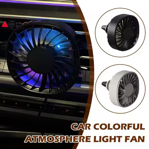 2025 NEW Car Mounted Small Fan USB Small Electric Fan for Car Air Outlet Gale Cool Colorful Light Fa