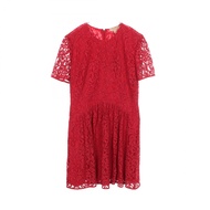 【二手】Burberry連身裙，RED蕾絲人造絲連身裙，女款，未使用過。