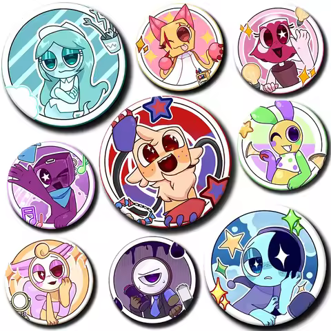 58mm Hot Horror Game Dandys World Sprout Anime Creative Pin Cartoon Funny Meme Brooch Tinplate Badge