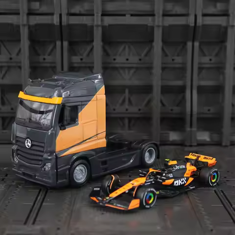 Bburago 1:43 Simulated McLaren F1 team container truck with MCL38 alloy rally car model car ornament