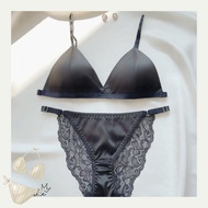 Hotgirl lingerie Lace silk lingerie set 01 HotGirl lingerie - Thin padded bra and separate adjustabl