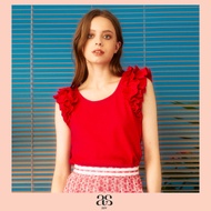 [asv rs23] My Darling Ruffle Top เสื้อผู้หญิง แขนกุด คอกลม แต่งระบายต้นแขน ผ้าคอตตอน