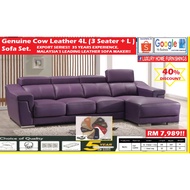 Genuine Cow Leather (H/L)  3 Seater + L Sofa SET, EXPORT SERIES, MALAYSIA'S LEADING LEATHER SOFA MAKER