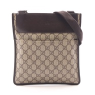 【二手】Gucci GG Supreme 單肩背包 27639 米色/ブラウンPVC塗層帆布皮革肩背包 女士二手 A