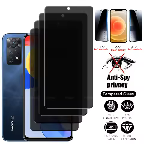 4Pcs For Redmi Note 11 Pro Glass Xiaomi Redmi Note 11 Pro Tempered Glass Privacy Anti-Spy 9H Screen 
