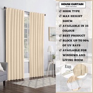 Ready Made Curtain/Beige Colour BLACKOUT CURTAIN For Door &amp; Window Ready Made Curtain (Free Hook) B2