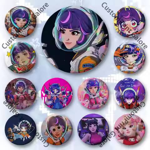 J-Juno Customizable Badge Tinplate Brooch Laser Film Lapel Pin for Decoration Party Small Gifts