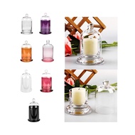 [Dynwave3] Cloche Candle Holder Cover Candle Jar Cup Glass Cloche Dome with Base for Plants Dessert